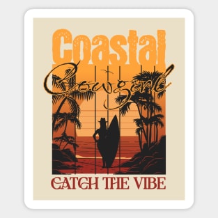 Coastal Cowgirl Retro Vintage Sunset Magnet